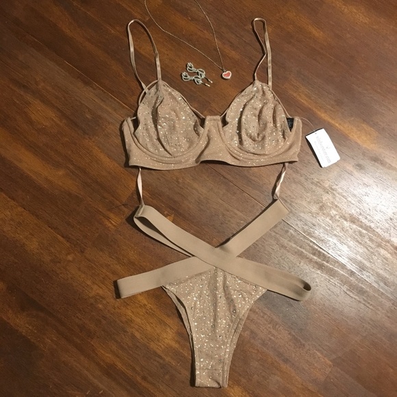 Windsor Other - Windsor Bejeweled Nude Lingerie Set ✨
